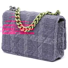 Chanel-Chanel Pink Tweed 19 Wallet On Chain-Pink,Other