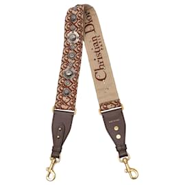 Dior-Dior Brown Studded Oblique Bag Strap-Brown
