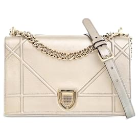 Dior-Dior Gold Medium Metallic Calfskin Diorama Flap-Golden,Other