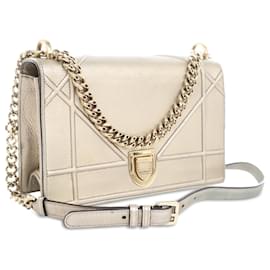 Dior-Dior Gold Medium Metallic Calfskin Diorama Flap-Golden,Other