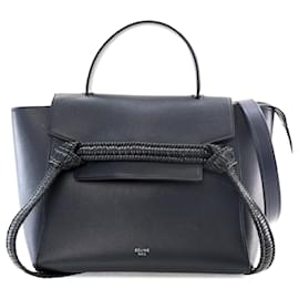 Céline-Celine Blue Micro Smooth Calfskin Bicolor Braided Belt Bag-Blue,Navy blue
