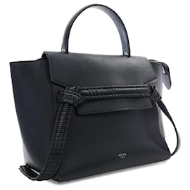 Céline-Celine Blue Micro Smooth Calfskin Bicolor Braided Belt Bag-Blue,Navy blue