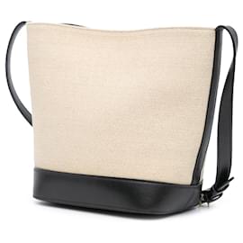 Céline-Celine Brown Small Canvas Triomphe Bucket Bag-Brown,Beige