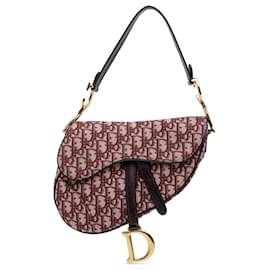 Dior-Dior Red Oblique Canvas Saddle Bag-Red