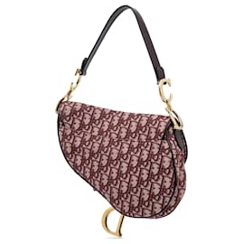 Dior-Dior Red Oblique Canvas Saddle Bag-Red