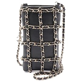 Chanel-Chanel Black Lambskin Tech Me Out Clutch With Chain-Black