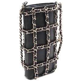 Chanel-Chanel Black Lambskin Tech Me Out Clutch With Chain-Black