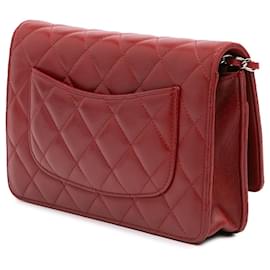 Chanel-Chanel Red CC Quilted Lambskin Wallet on Chain-Red
