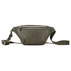 Gucci-Gucci Green Small Leather Jumbo GG Belt Bag-Green,Olive green