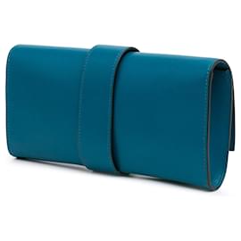 Hermès-Hermès Blue Tadelakt Medor Clutch 23-Blue,Turquoise