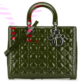 Dior-Dior Red Large Patent Cannage Lady Dior-Red