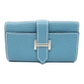 Hermès-Hermes Bearn 4-Ring Key Case-Blue