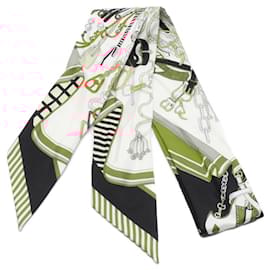 Hermès-Hermes Twilly BOUQUETS SELLIER Silk Scarf-Black,Multiple colors,Orange