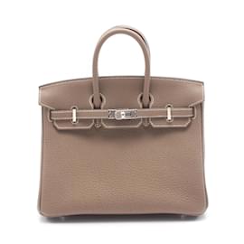 Hermès-Hermes Birkin 25 Handbag in Togo Leather-Brown,Taupe
