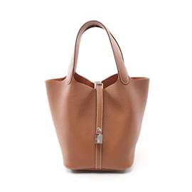 Hermès-Hermes Picotin Lock MM Handbag-Brown,Golden