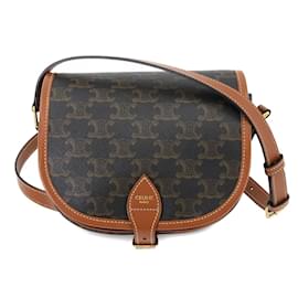Céline-Celine Folco Medium Shoulder Bag-Brown,Black