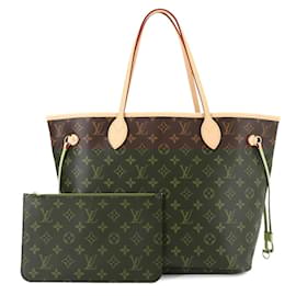 Louis Vuitton-Louis Vuitton Monogram Neverfull MM Tote Bag-Brown,Fuschia,Monogram
