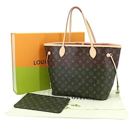Louis Vuitton-Louis Vuitton Monogram Neverfull MM Tote Bag-Brown,Fuschia,Monogram