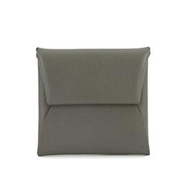 Hermès-Hermes Bastia Coin Case in Gray Evercalf Leather-Brown