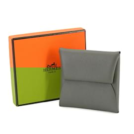 Hermès-Hermes Bastia Coin Case in Gray Evercalf Leather-Brown