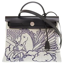 Hermès-Hermes Airbag Zip 31 PM Handbag-Black,Blue