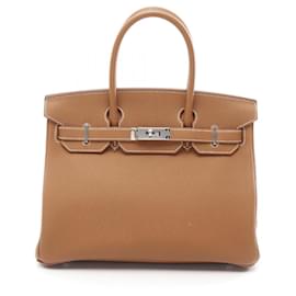 Hermès-Hermes Birkin 30 Handbag-Brown,Golden