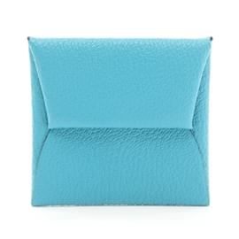 Hermès-Hermes Bastia Coin Purse in Blue Chevre Leather-Blue,Turquoise