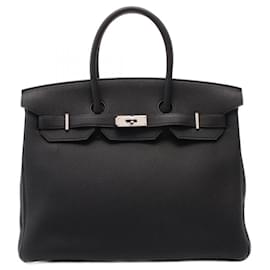 Hermès-Hermes Birkin 35 Handbag in Black Togo Leather-Black