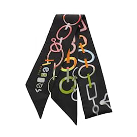 Hermès-Hermes Twilly DO RE BOUCLES Scarf-Black,Multiple colors