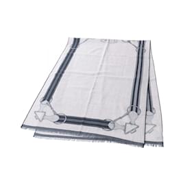 Hermès-Hermes Rectangle TATERSALE Scarf-Brown,Navy blue