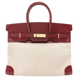 Hermès-Hermes Birkin 35 Handbag-Red,Beige,Cream,Dark red