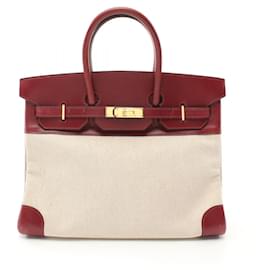 Hermès-Hermes Birkin 35 Handbag-Red,Beige,Cream,Dark red