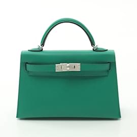 Hermès-Hermes Mini Kelly 2 Vert Jade Handbag-Green