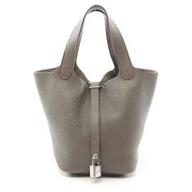 Hermès-Hermes Picotin Lock PM Handbag-Brown,Grey