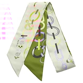 Hermès-Hermes Twilly DO RE BOUCLES Scarf-Red,Multiple colors,Beige