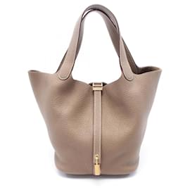 Hermès-Hermes Picotin Lock MM Handbag-Brown,Taupe