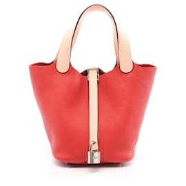 Hermès-Hermes Picotin Lock Eclat PM Handbag-Red,Beige