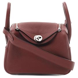 Hermès-Hermes Lindy Mini Rouge H Shoulder Bag-Dark red