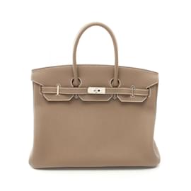 Hermès-Hermes Birkin 35 Handbag in Togo Leather-Brown,Taupe