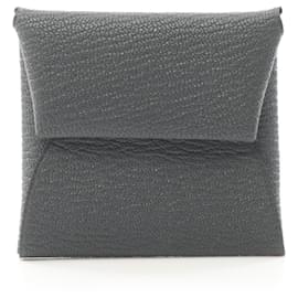 Hermès-Hermes Bastia Verso Coin Case in Gray Chevre Leather-Brown
