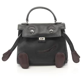 Hermès-Hermes Black Gulliver Leather Handbag-Black