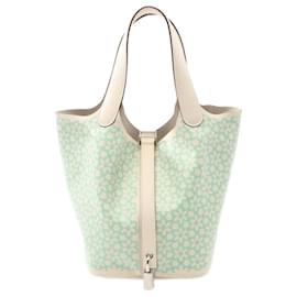 Hermès-Hermes Picotin Lock PM Handbag-Blue,Green,Cream