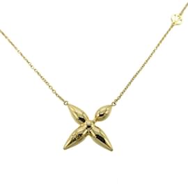Louis Vuitton-Louis Vuitton Collier Louisette Monogram Flower Necklace-Golden