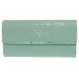 Cartera larga Chanel Coco Mark verde menta Verde