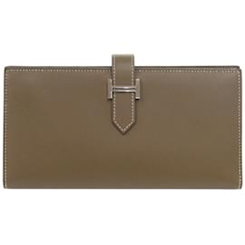 Hermès-Hermes Bearn Soufflet Veau Madame Long Wallet-Taupe