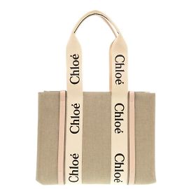 Chloé WOODY Medium Tote Bag Pink Beige