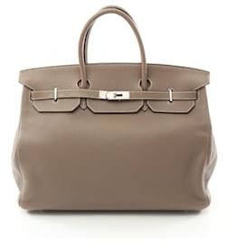 Hermès-Hermes Birkin 40 Handbag in Togo Leather-Brown,Taupe