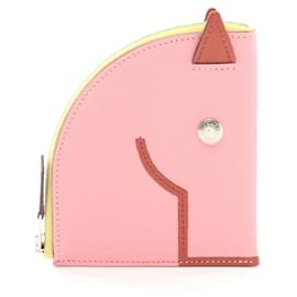 Hermès-Hermes Paddock Coin Case-Brown,Pink,Yellow