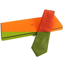 Hermès-Hermes Silk Cravat in Dark Orange-Orange