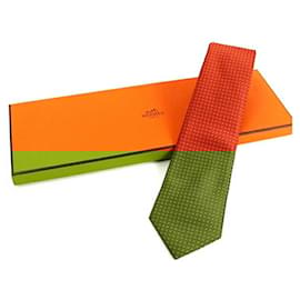 Hermès-Hermes Silk Cravat in Dark Orange-Orange